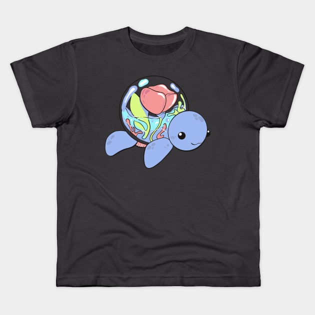 Cute Artistic Lucky Turtle Kids T-Shirt by Little Designer